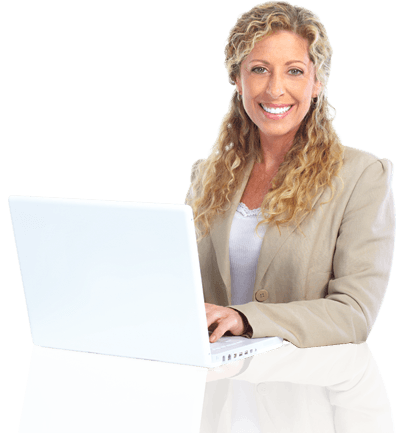 Woman smiling with laptop